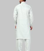 Green plain cotton poly kurta-pajama