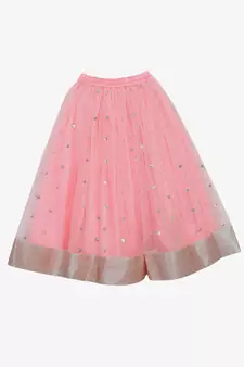 Saka Designs Flowery Print Choli In Blue With Neon Pink Lehenga