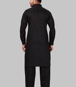 Black plain cotton poly pathani-suits