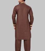 Brown plain cotton poly pathani-suits