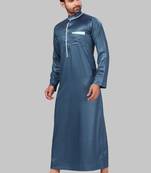 Blue plain cotton poly galabiyyas
