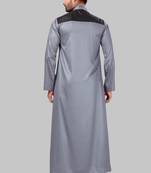 Grey plain cotton poly galabiyyas