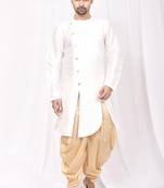 White plain art dupion silk islamic-kurta-pajama