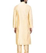 Fawn plain art dupion silk kurta-pajama