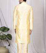 Fawn plain art dupion silk kurta-pajama