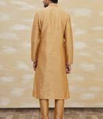 Gold plain art dupion silk kurta-pajama