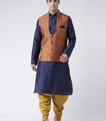 Brown plain art silk nehru-jacket