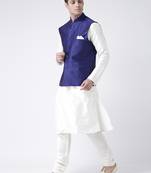 Blue plain art silk nehru-jacket