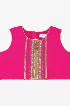 Saka Designs Neon Green And Magenta Lehenga Choli With Sequenced Work