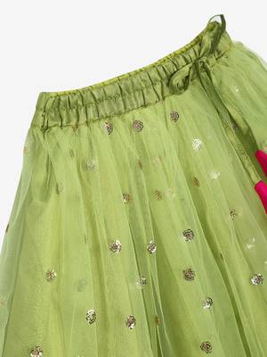 Saka Designs Neon Green And Magenta Lehenga Choli With Sequenced Work 4