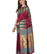 Pink woven banarasi silk saree with blouse