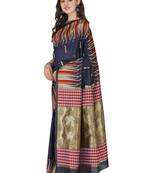 Blue woven banarasi silk saree with blouse