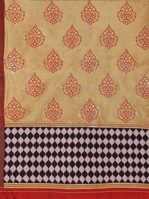 Red woven Banarasi silk blend saree with blouse 3