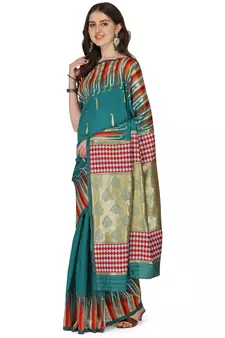 Light green woven banarasi silk saree with blouse