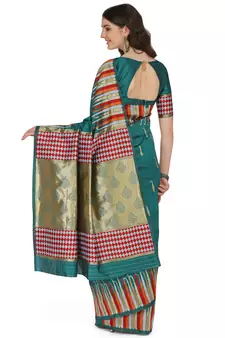 Light green woven banarasi silk saree with blouse