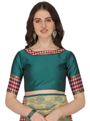 Light green woven banarasi silk saree with blouse 4