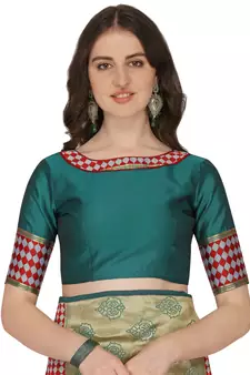 Light green woven banarasi silk saree with blouse