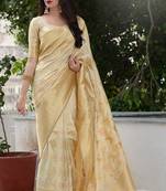 Ivory woven silk saree with blouse