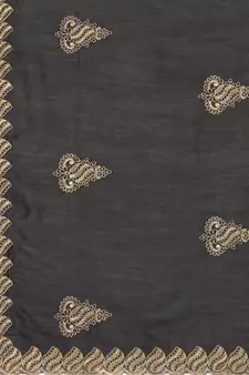 Black embroidered silk saree with blouse
