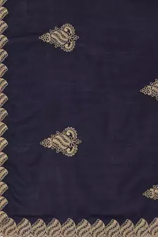 Blue embroidered silk saree with blouse
