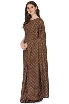 Brown embroidered silk saree with blouse