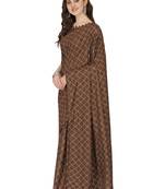 Brown embroidered silk saree with blouse