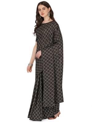 Black embroidered silk saree with blouse 1