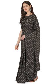 Black embroidered silk saree with blouse