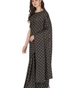 Black embroidered silk saree with blouse