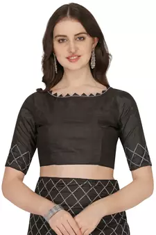 Black embroidered silk saree with blouse