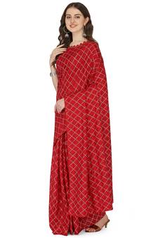 Maroon embroidered silk saree with blouse