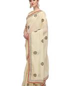 Light yellow embroidered organza saree with blouse