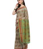 Grey woven jacquard saree with blouse