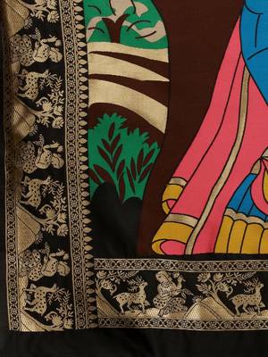 Black woven Banarasi silk blend saree with blouse 3