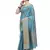 Light blue embroidered cotton saree with blouse