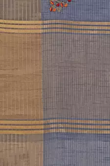 Grey embroidered cotton saree with blouse