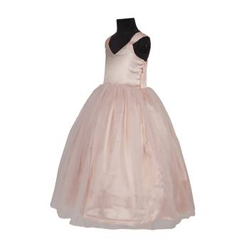 Pink embroidered satin kids-frocks 2