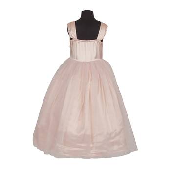 Pink embroidered satin kids-frocks 3