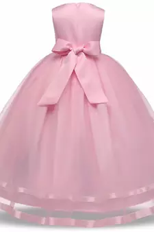 Pink plain satin kids-frocks