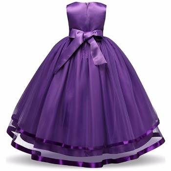 Purple plain satin kids-frocks 2