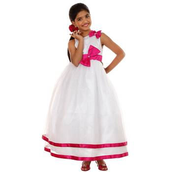 White plain satin kids-frocks 1