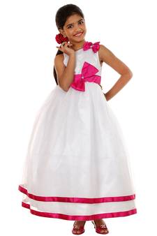 White plain satin kids-frocks