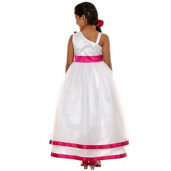 White plain satin kids-frocks 2