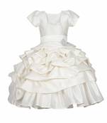 White plain satin kids-frocks