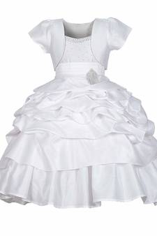 White plain satin kids-frocks