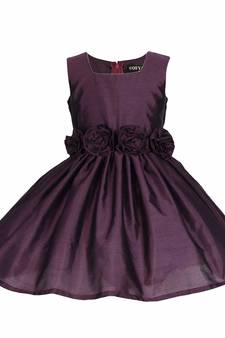 Brown plain satin kids-frocks