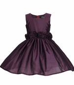 Brown plain satin kids-frocks