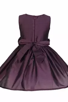 Wine plain satin kids-frocks
