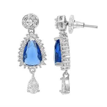 Blue Monalisa American Diamond Traditional Necklace Sets For Women 3