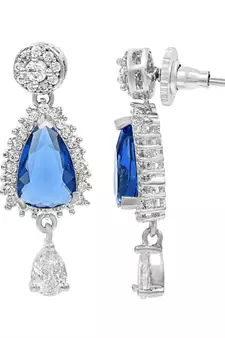 Blue Monalisa American Diamond Traditional Necklace Sets For Women